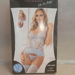 Blue Lace Lingerie Set